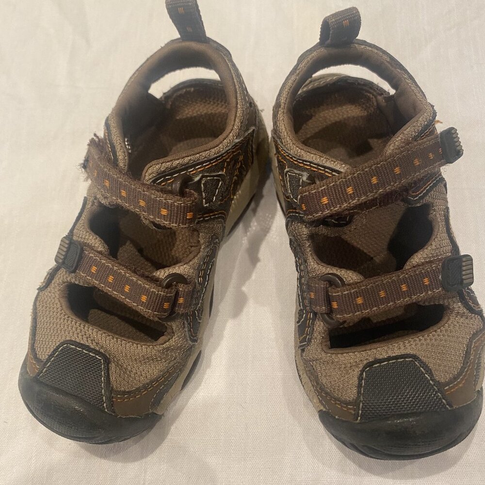 Stride Rite TT Chase Boys Tan Leather Sandal Shoes Size US 7.5W